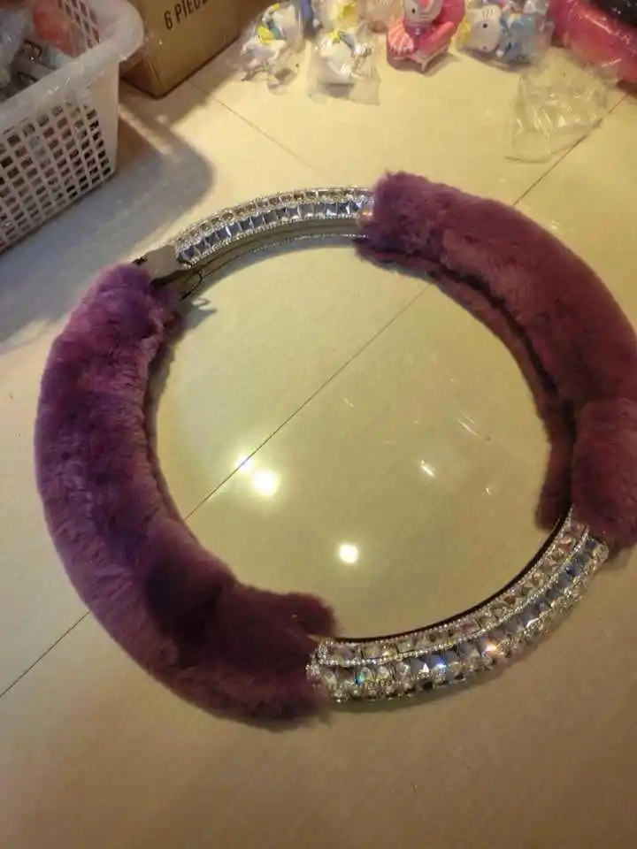 Новый Зимний плюшевый Меховой чехол рулевого колеса автомобиля милый