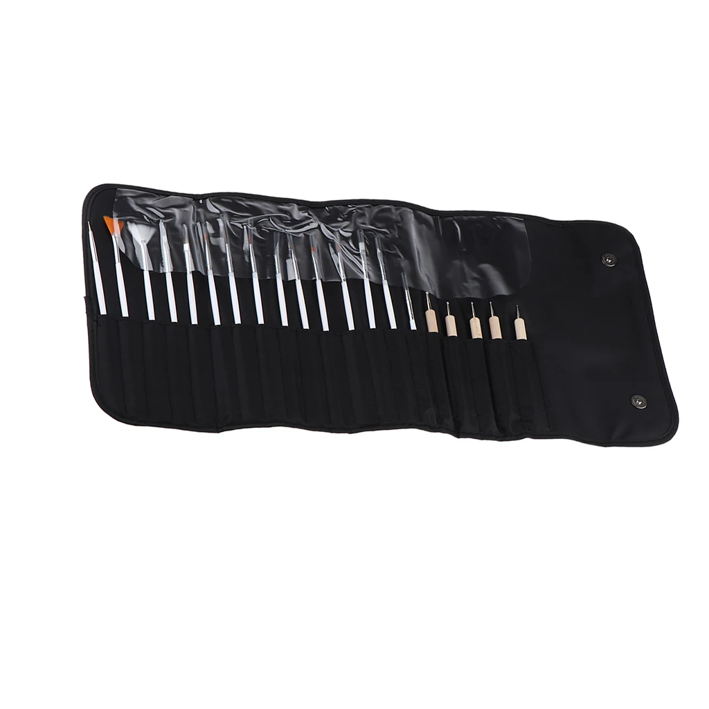 

Набор из 20 акриловых кистей для ногтей, профессиональная кисть для ногтей, набор ручек с сумкой