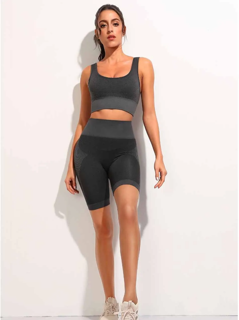 Бесшовная женская спортивная одежда костюм для йоги из 3 предметов брюки с