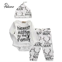 autumn style baby boy clothes fashion cotton baby girl clothing set casual deer romperpantshat 3pcs sets