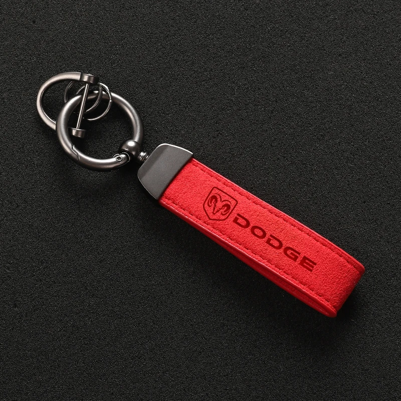 

New Fashion Leather Keychain Key Rings with car logo For Dodge Challenger Avenger SXT SRT Caliber Nitro RAM 1500 Car Styling