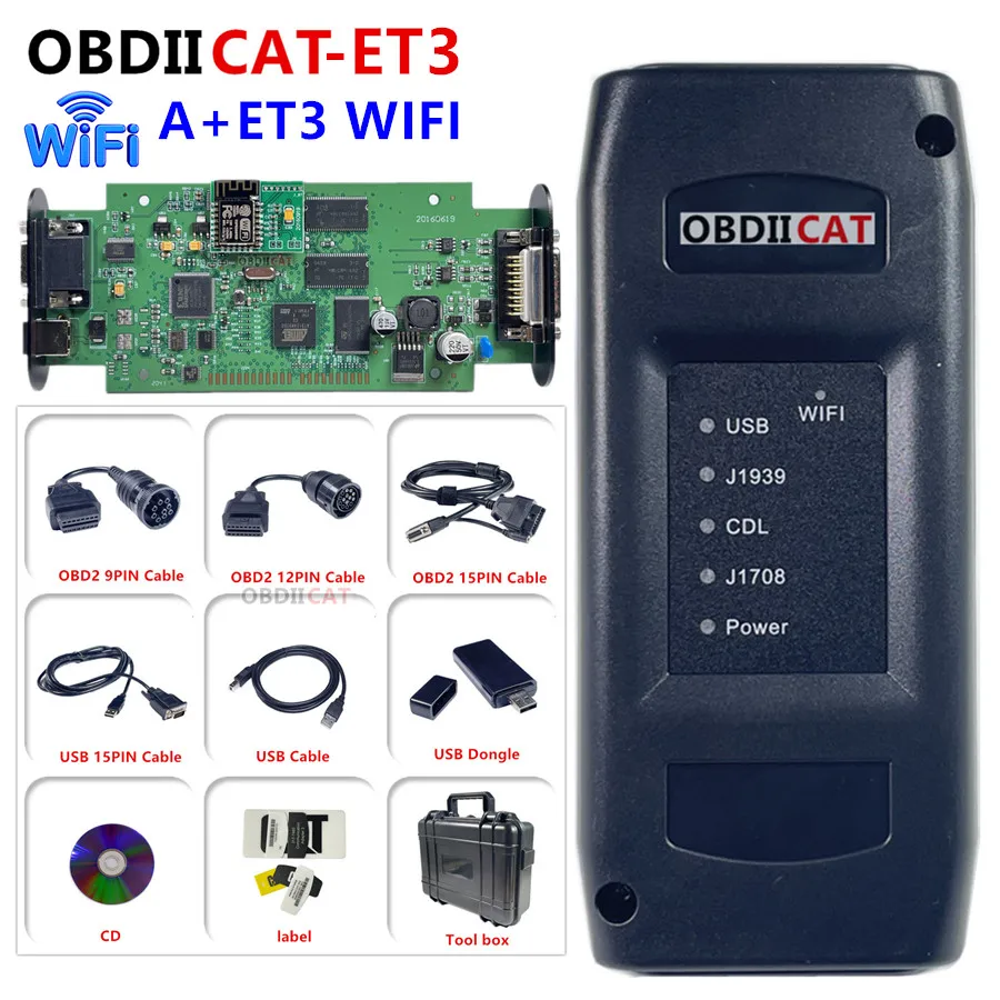 

OBDIICAT-ET3 Adapter III truck diagnostic tool V2015/2018/2019 9 PIN Communication Adapter III CAT3 with WIFI All Accessories