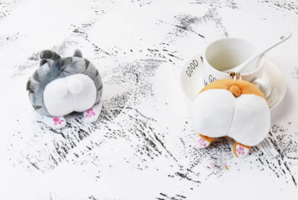 Kawaii плюшевый брелок забавная корги кот ягодицы мягкие игрушки заполненные