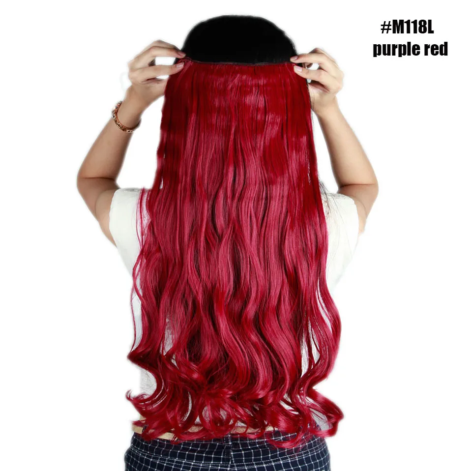 purple red S-noilite 2" волосы синтетические на зажимах в одной части длинные волнистые вьющиеся женские волосы 5 заколки для волос расширение розовый красный белый серый - Цвет: purple red