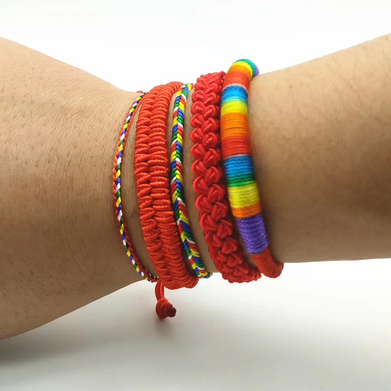 

Браслет ручной работы для женщин, богемный, красный, черный цвет, веревочный браслет, подарок для подруги, Прямая поставка, ювелирные издели...