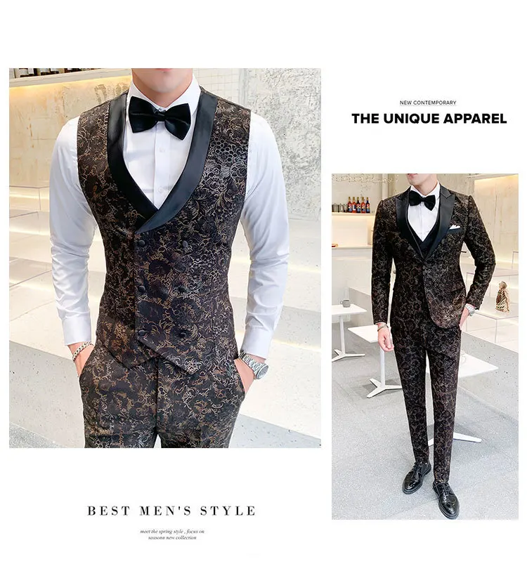 Traje Hombre Estampado, свадебные костюмы, мужские бордовые костюмы из 3 предметов, Мужская одежда, жаккардовый костюм, тканевый мужской смокинг, вечерние смокинги