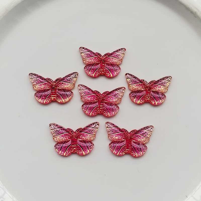 15pcs Resin 15*23mm Bling Colorful Butterflies Flatback Rhinestone 1 Hole Ornaments DIY Wedding Appliques Craft -HE21 | Дом и сад