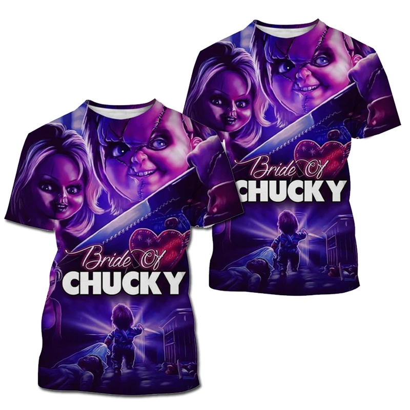 

Little Devil Men's Painted 3D T Shirt Fashion Casual Horror Movie T Shirt Funny Cool Short Sleeve Round Neck Unisex Top