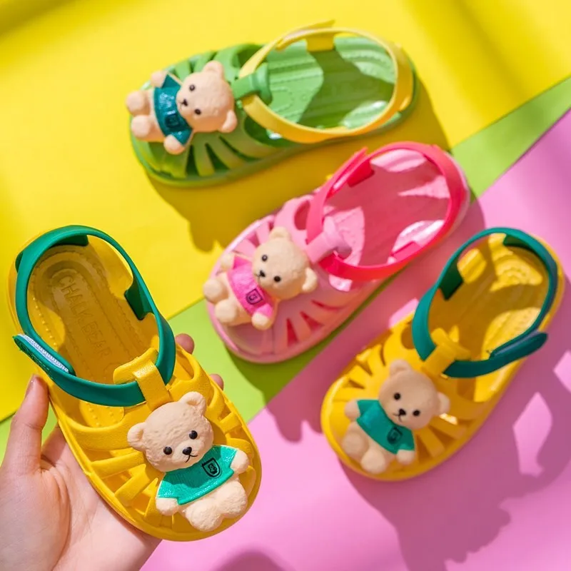 

Kids Shoes Summer Baby Girls Sandals Cartoon Cute Bear Toddler Children Sandals Breathable PVC Flats Boys Sandals Beach Shoes