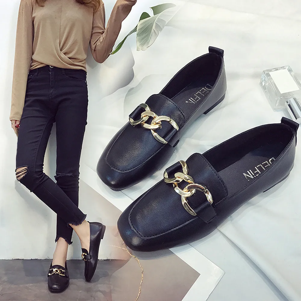 Туфли женские из искусственной кожи на плоской подошве Размеры 35 40|Обувь без