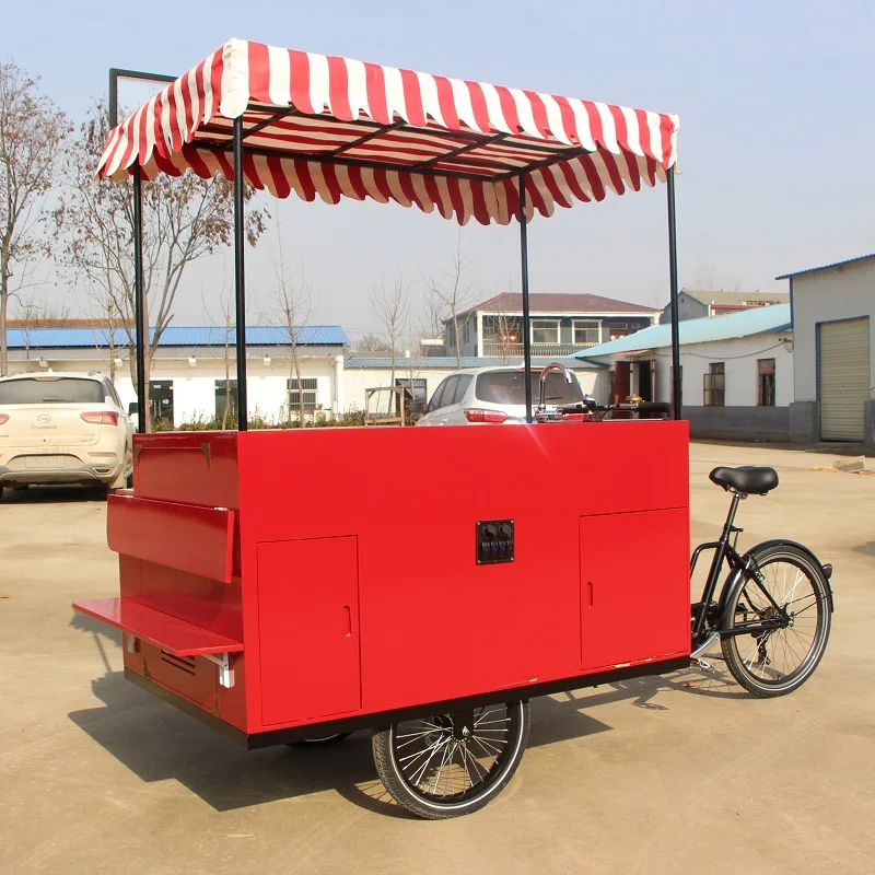 Красного цвета Электрический грузовой велосипед трехколесный для взрослых