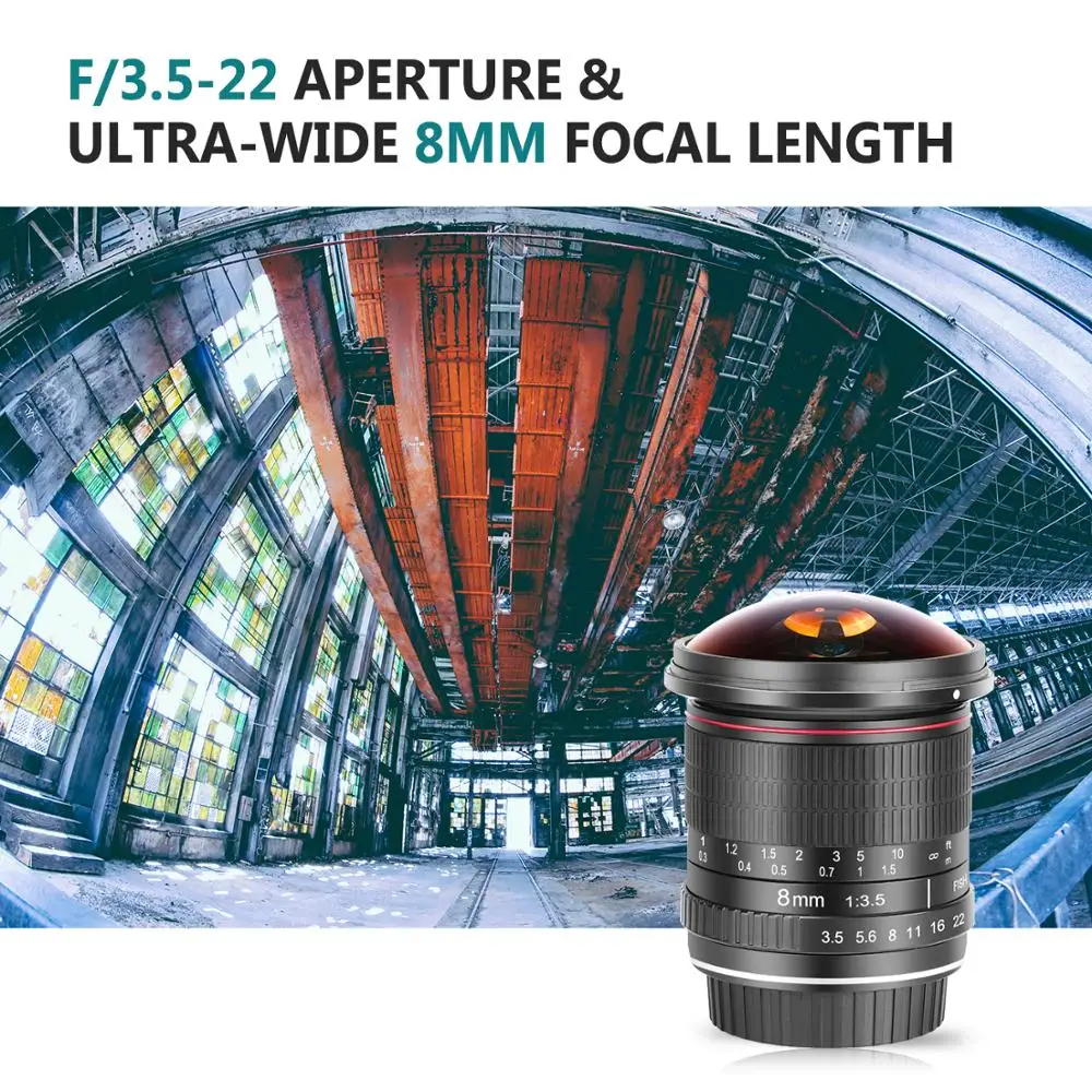 

Neewer Pro 8mm f/3.5 Aspherical HD Fisheye Lens for Nikon D5,D4s,D4,D3x,Df,D850, D810,D750,D610,D500,D7500,D7200,D7100,D5600
