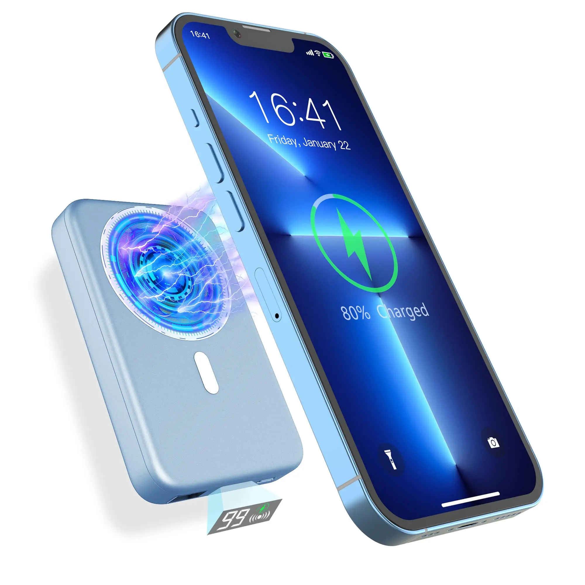 Внешний аккумулятор на 10000 мАч Mag-Safe магнитный беспроводной портативный PD 22 5 Вт