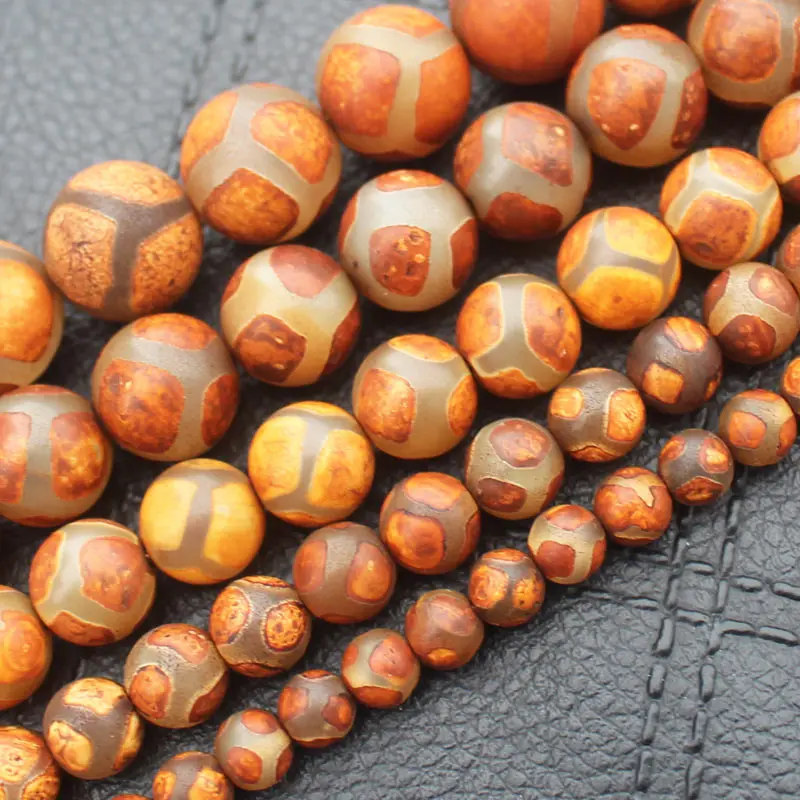 Круглые бусины из агата дзи с античным узором коричневые для футбола означают