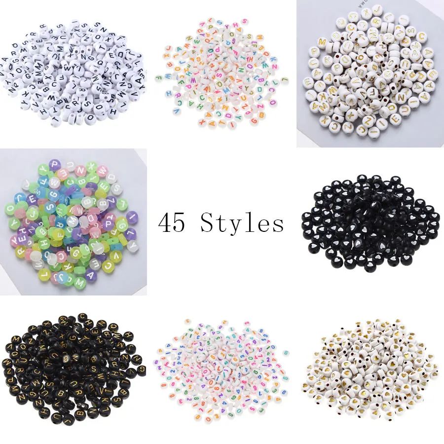 100 шт./лот 7*4 мм Горизонтальное отверстие бусины из белого золота с инициалами