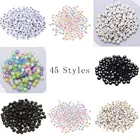 100 шт.лот 7*4 мм, бусины с горизонтальным отверстием, сердце, звезда, акриловые Круглые бусины-разделители для изготовления оплетки, браслетов, ювелирных изделий своими руками