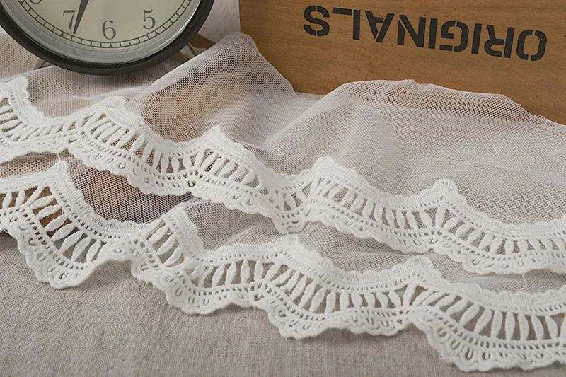 2 ярда 14 см ширина роскошная белая черная кружевная ткань с вышивкой двухслойная