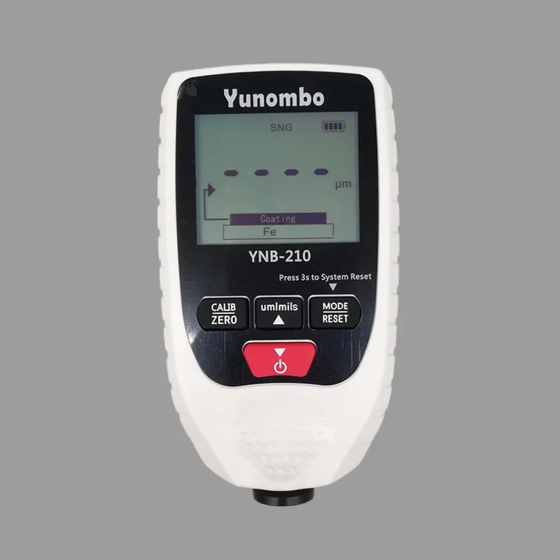 White Yunombo YNB-210 цифровой подсветкой ЖК-дисплей толщиномер пленки Толщина краски тестер толщины покрытия толщиномер - Цвет: White