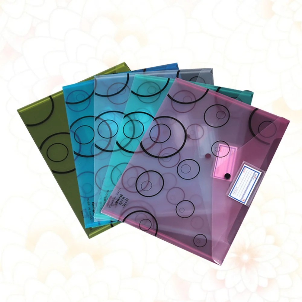 

5pcs A4 Document Folder Clear Document Envelope Folder with Snap Button Durable Storage Folder Organizer for School (Gre