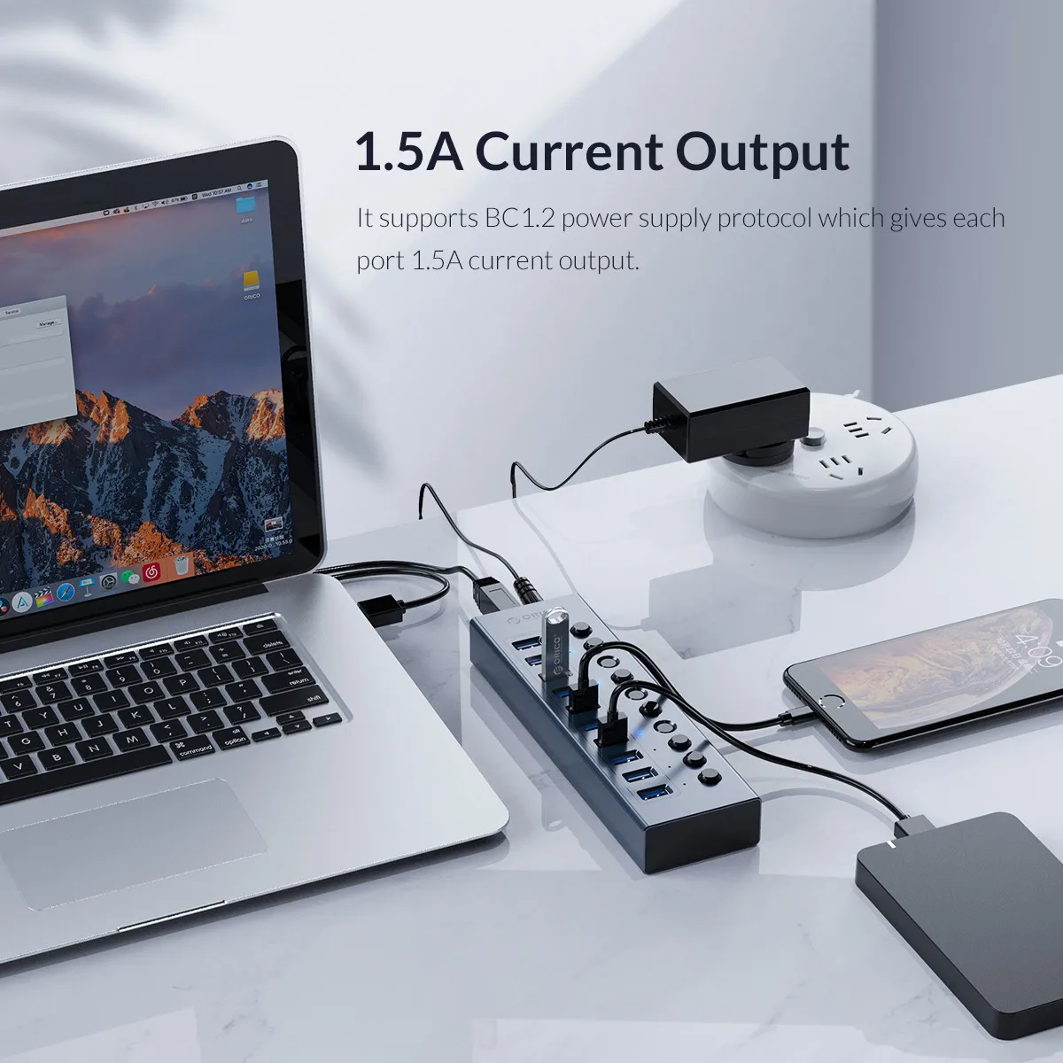 Концентратор ORICO USB 3 0 7/10/13/16 алюминиевый USB-сплиттер с выключателем адаптер