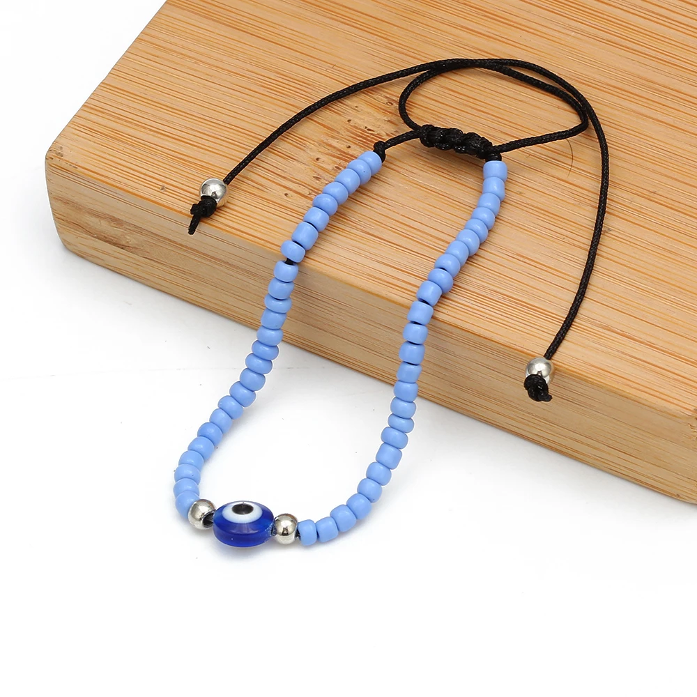 Lucky Eye Miyuki Bead синий браслет evil Eye Плетеный Браслет-цепочка Strand браслет регулируемые ювелирные изделия для женщин и мужчин EY6483