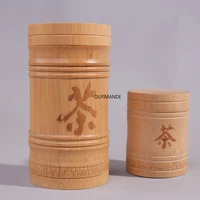 handmade bamboo tea caddy canister kitchen spice jar sealed cans candy snack tank food container storage bottle with cover gift