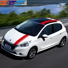 1 комплект наклеек на весь кузов автомобиля, декор на крышу автомобильного капота, виниловые наклейки, спортивные полосы для гонок для Peugeot 208, внешние аксессуары