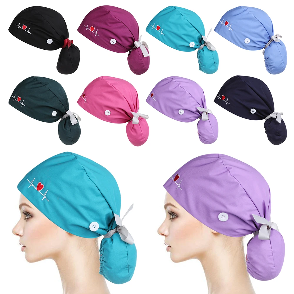 1pcs Ribbon Tie Cotton Tie Back Hats Ponytail Holder Working Hat With Button Long Hair Cap Working Cap carol hagland working with adults with asperger syndrome