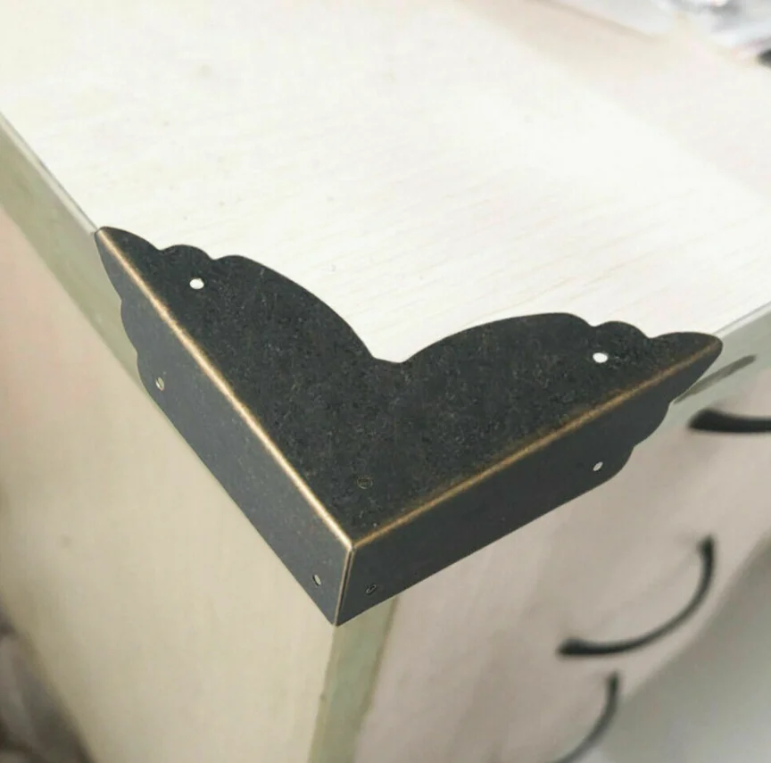 

12pcs Green bronze Practical Cabinet Furniture Metal Box Edge Protector Antique Corner Decor 70mmX20mm 70mmX30mm