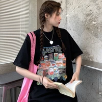 hiphop oversized t shirt harajuku y2k aesthetic graphic tees goth punk clothes streetwear black top 2020 women fashion clothing