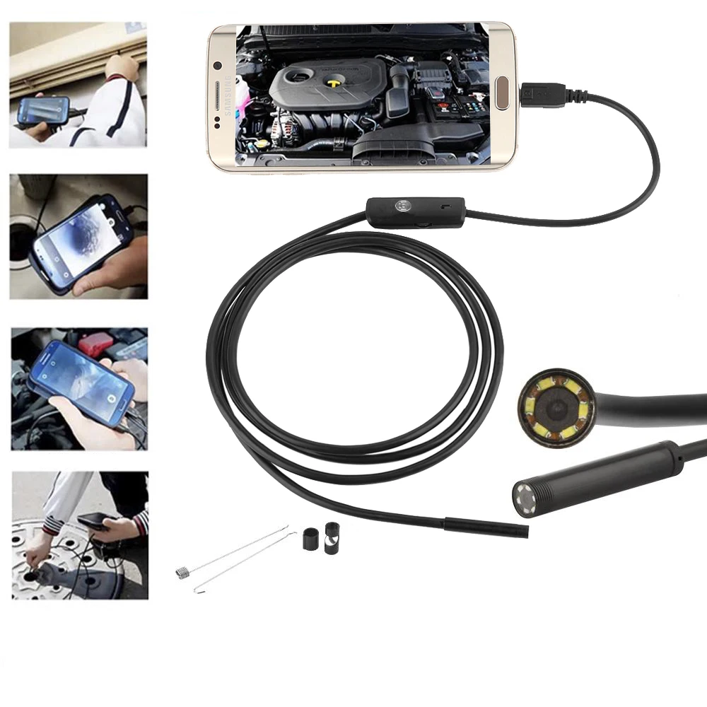 

Трубчатый эндоскоп для автомобиля, Android, телефона, ПК, микро-Usb, эндоскопическая камера 8 мм, камера для осмотра канализации, 720P, Бороскоп, ингоскоп 1-10 м