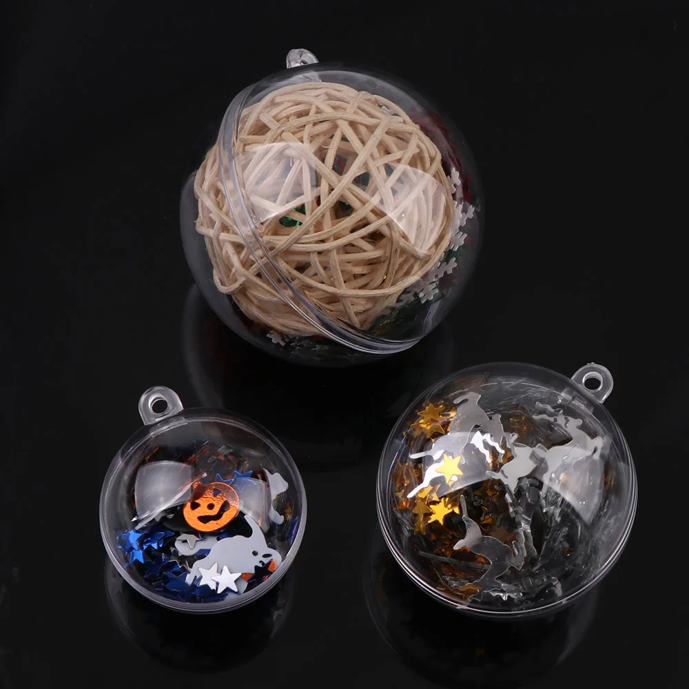 

10 Pairs 4/5/6cm Transparent Open Plastic Christmas Decorations Ball Clear Bauble Ornament Gift Present Box Decoration