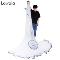 lawaia fishing network hand throwing net with iron sinkers monofilament nylon cast net blue ring fishing equipment tackle