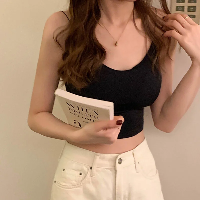 Однотонный простой жилет на бретелях женская летняя Корейская версия верхняя