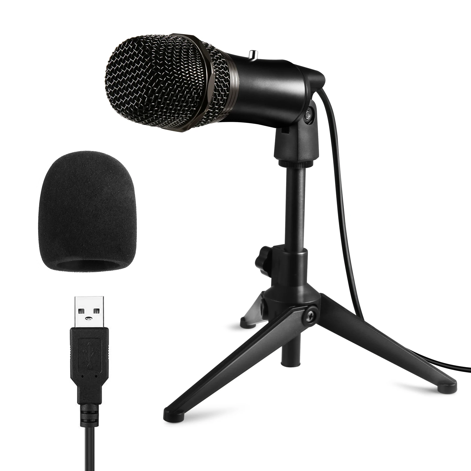 

Muslady Wired USB Microphone for Computer Laptop Condenser Mic with Desktop Mini Tripod Stand Windscreen for Live Streaming Game
