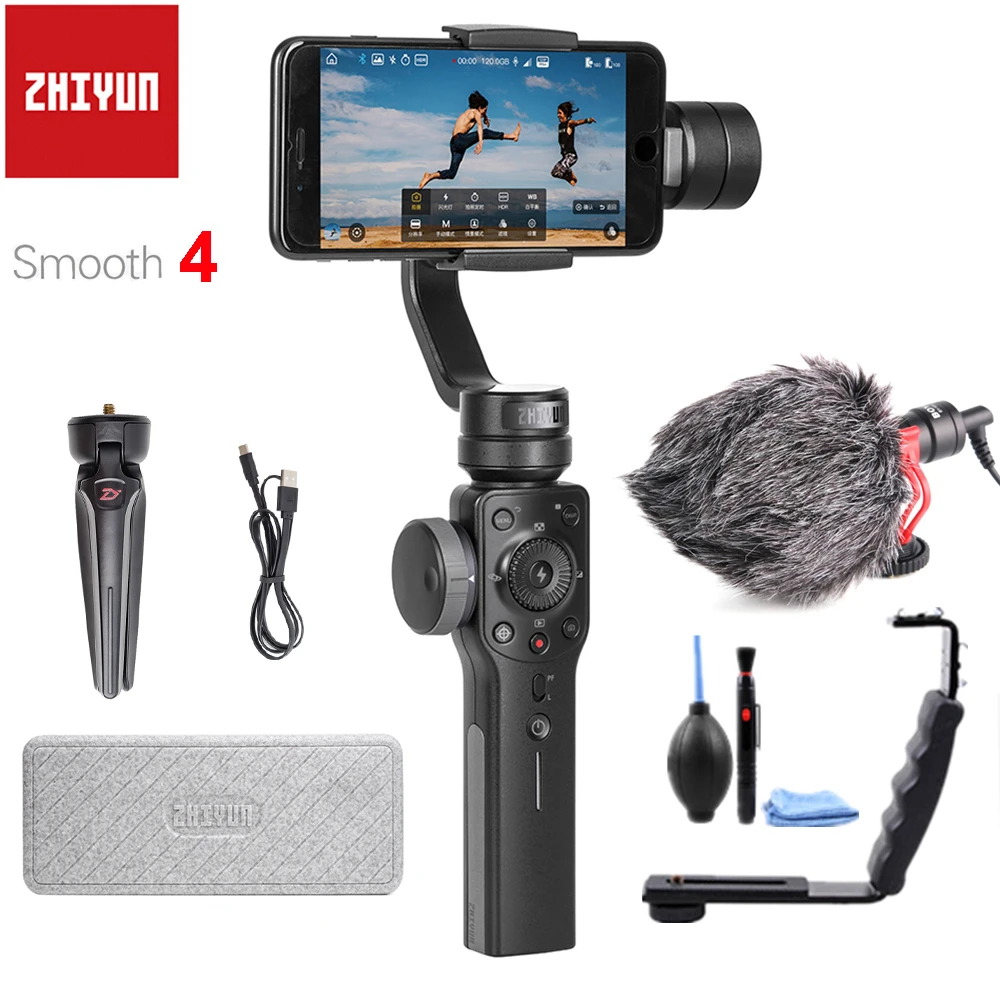 Zhiyun Smooth 4 3 осевой Ручной Стабилизатор на шарнирном замке для смартфона iPhone X samsung с