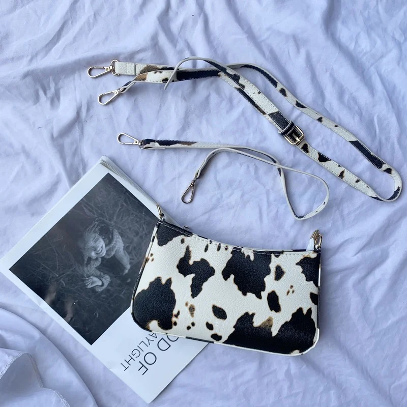 

Women's Korean Style New Fashion Wild Shoulder Messenger Bag Cow Pattern Armpit Baguette Bag