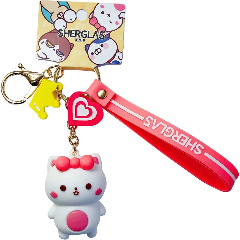 

Cartoon Cute Cat Keychain Silicone Plaque Cat Lovers Pendant Key Chain Charm Gift Backpack Decoration Keyring Accessories