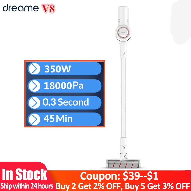 Dreame V8 беспроводной пылесос 0.5L 18000Pa сильный двигатель всасывания ручной циклонный