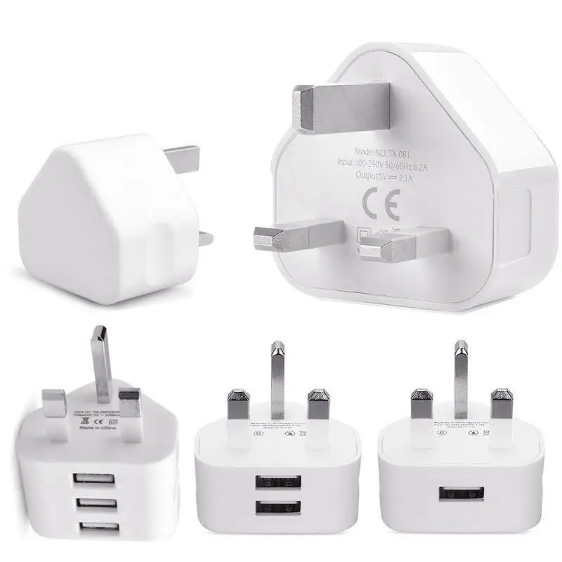 Universal Usb Uk Plug 3 Pin Wall Charger Adapter With Ports Travel Charging For Phone Ipad(2 Port) | Электроника