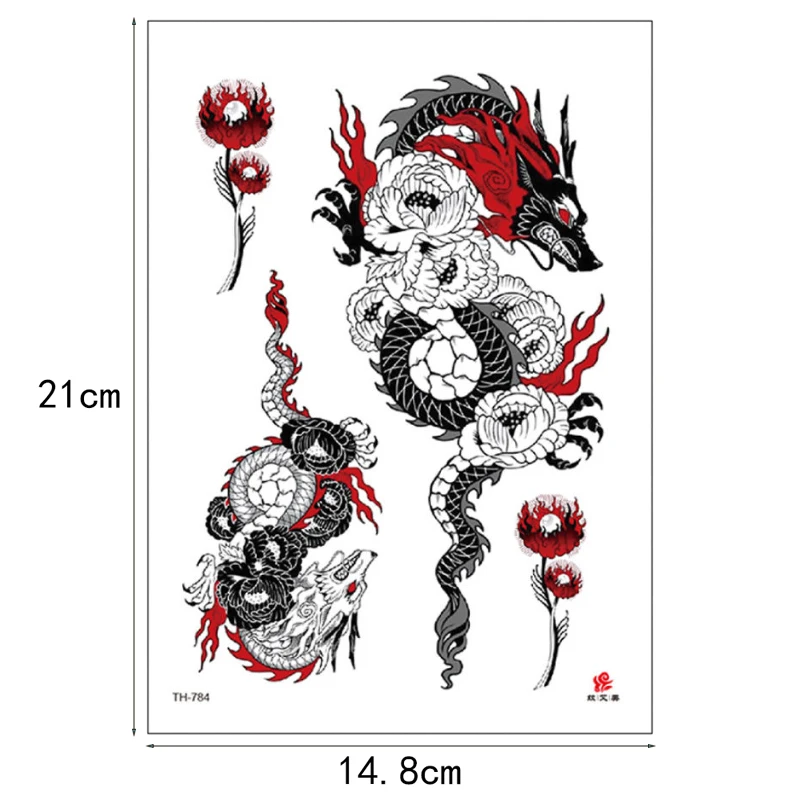 Водостойкая тату-наклейка с животными Временный Дизайн волнистые рыба змея