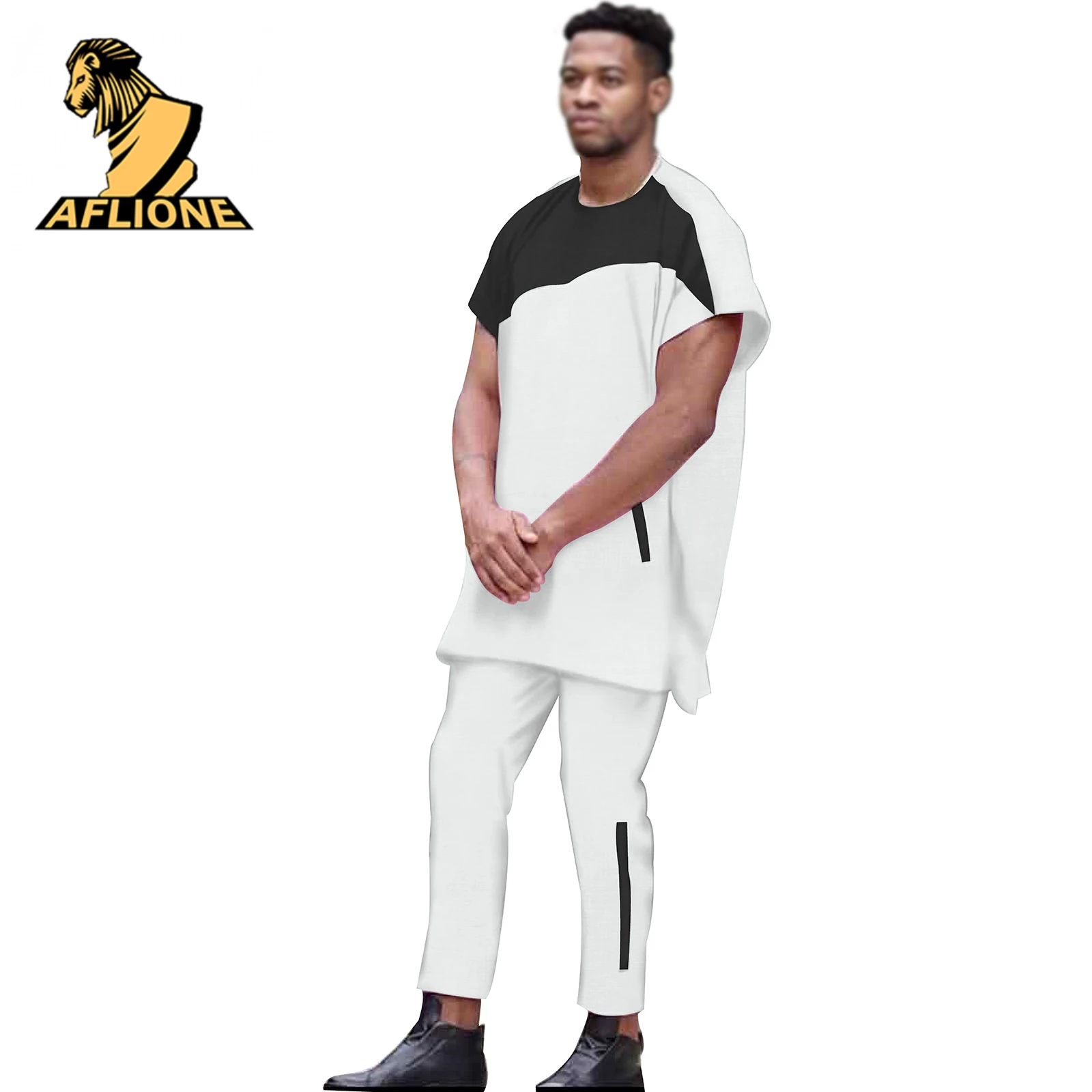 2021 New Spring African Clothes For Men Dashiki Long Sleeve Bicolor Wax Crew Neck Colorful Africa Hombre Rich Bazin 2 Piece Set
