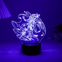 genshin impact hutao night light anime game figure led lamp xiao for room illusion decor adult child kid birthday gift zhongli