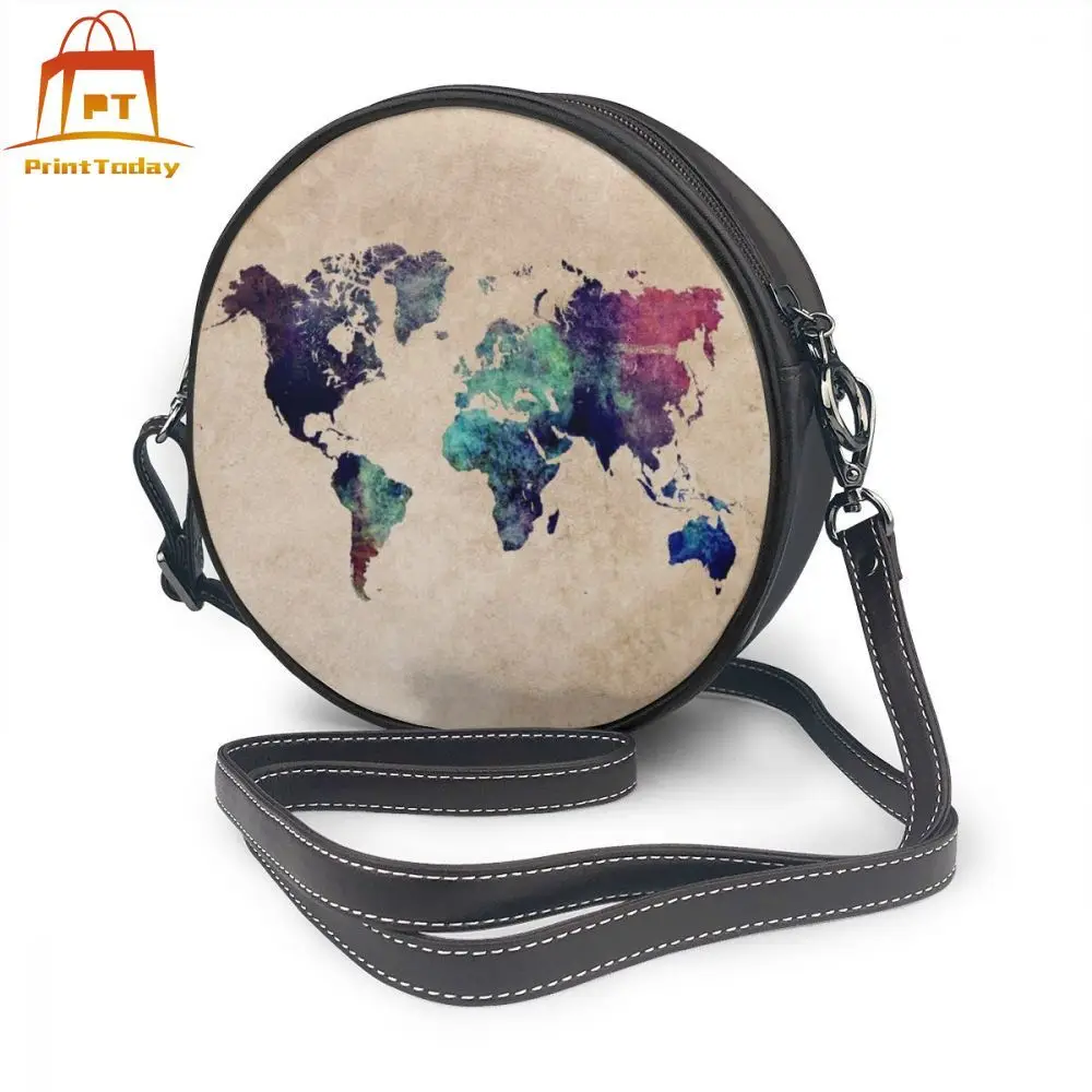 Сумка через плечо с картами мира кожаная сумка для женщин подростков женские