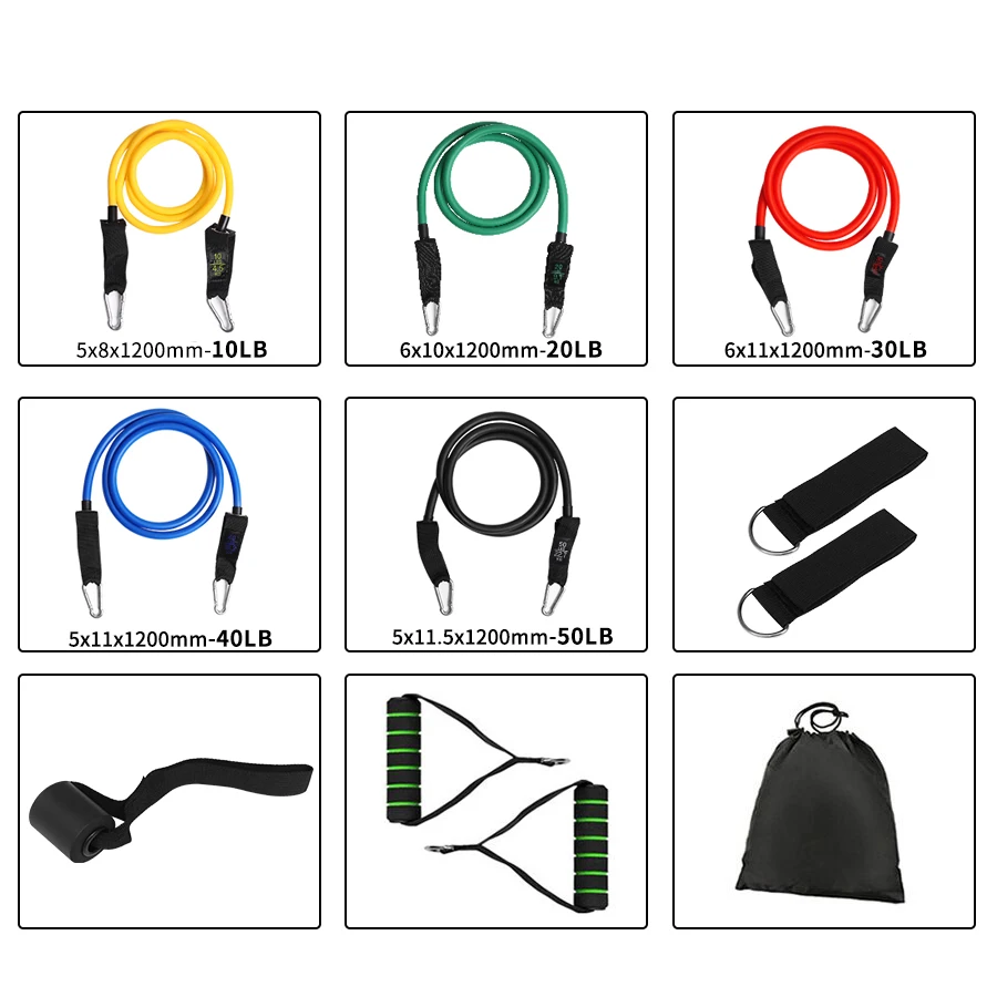 Fitness Resistance Tube Band Stretch Rubber band Pull Rope Exercise Training Expander Door Anchor Handle Ankle Strap Accessories | Спорт и