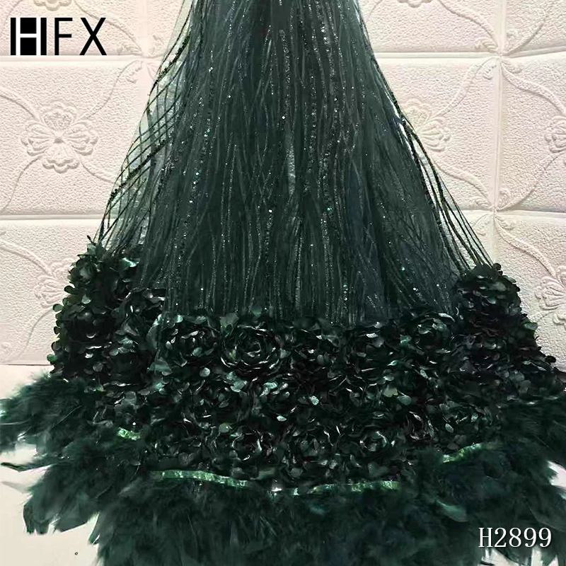 Кружевные Ткани HFX с блестками в африканском стиле 3D кружевная ткань 2019