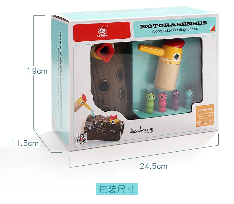 

Montessori STEM Educational toys for children wooden toys Woodpecker catching bugs with Magnet fishing New Year gift for boys
