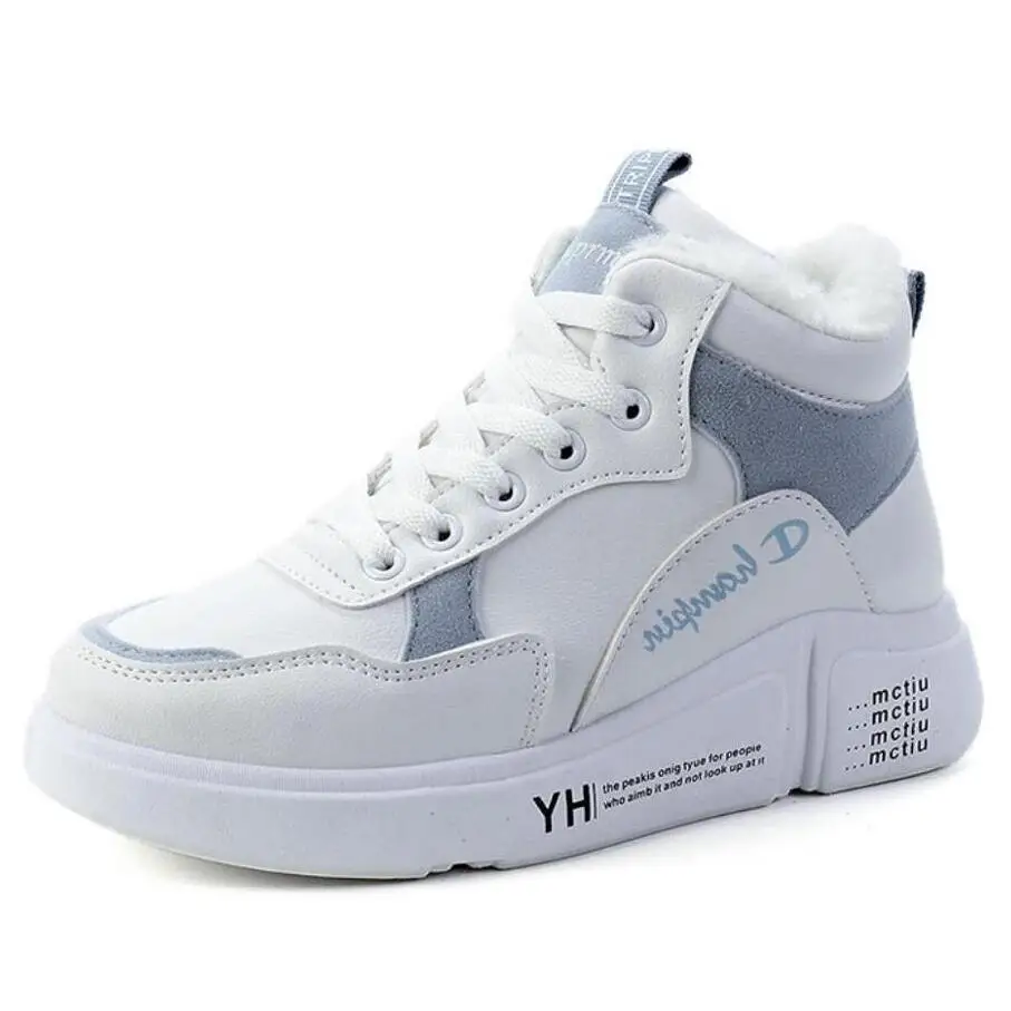 Женские плюшевые ботильоны на платформе повседневные теплые кроссовки с круглым