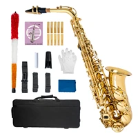 eb alto saxophone gold lacquer sax music instrument w case mouthpiece cleaning brush cloth