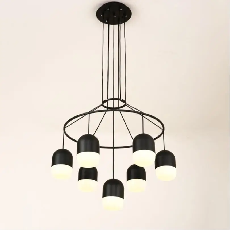 

Industrial LED Pendant Light Decoration Black Cable Wireflow Chandelier Hanging Lamp Stair Lobby Foyer Pendant Lamp Lampara